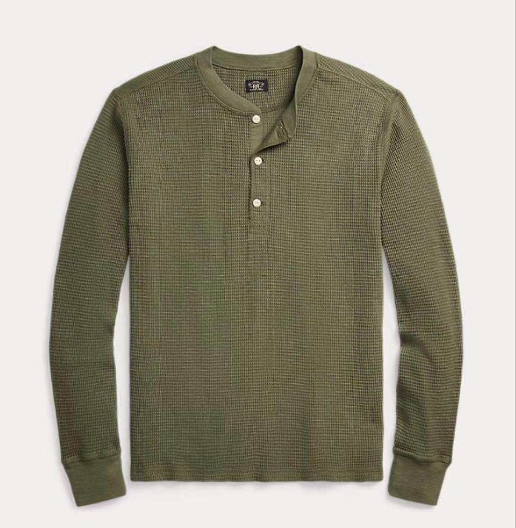 新品*RRL*ガーメントダイド ワッフルニット ヘンリーネック シャツ *M