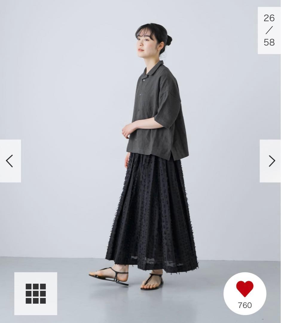 新品タグ付◇ CHARCOAL かぐれ リネンラミーオープンカラーシャツ