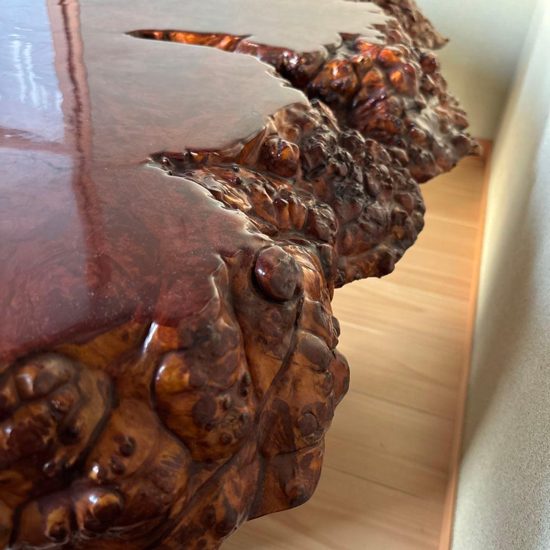 希少 花梨一枚板座卓 テーブル 瘤杢 光沢座卓 高級テーブル アンティーク