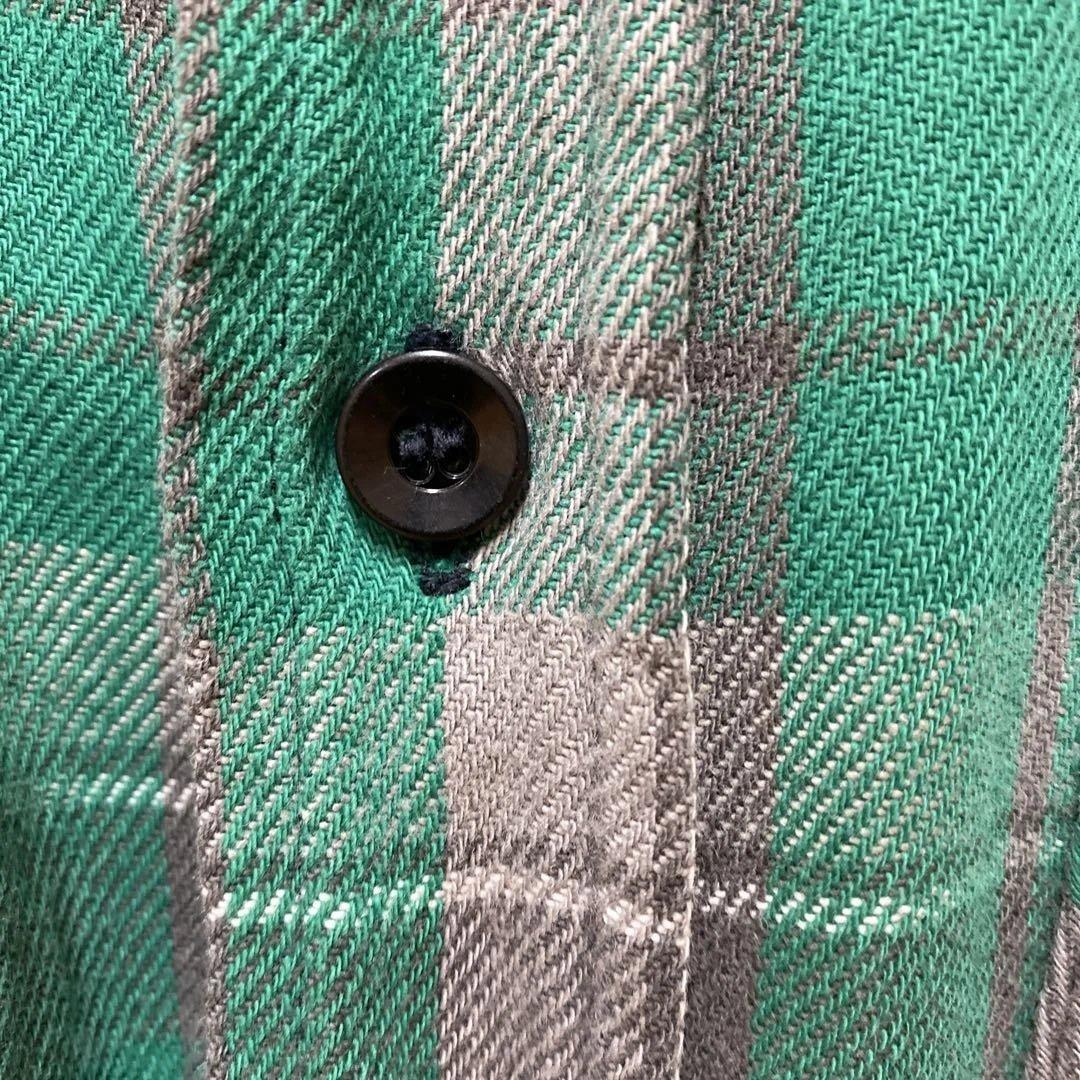 Sears チェック柄ネルシャツ XL(緑✖️グレー) 60s - メルカリ