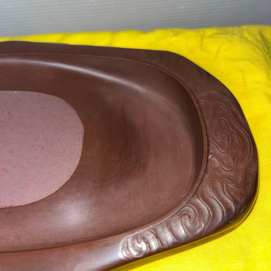 ⭕️紅渓石硯 相馬羊堂 希少 彫刻入 6寸大 美品大型 宮崎県延岡市 女性