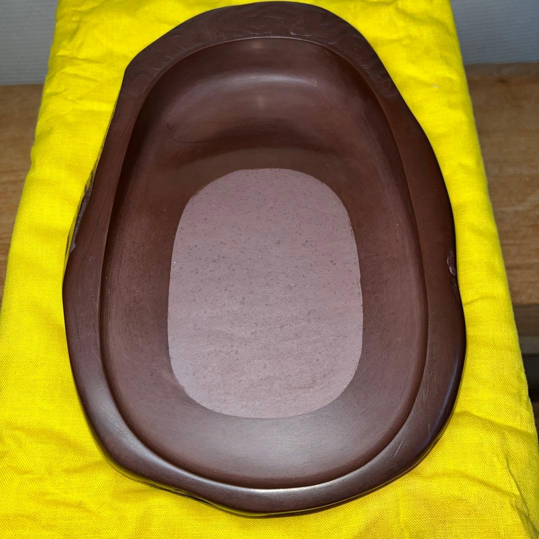 ⭕️紅渓石硯 相馬羊堂 希少 彫刻入 6寸大 美品大型 宮崎県延岡市 女性