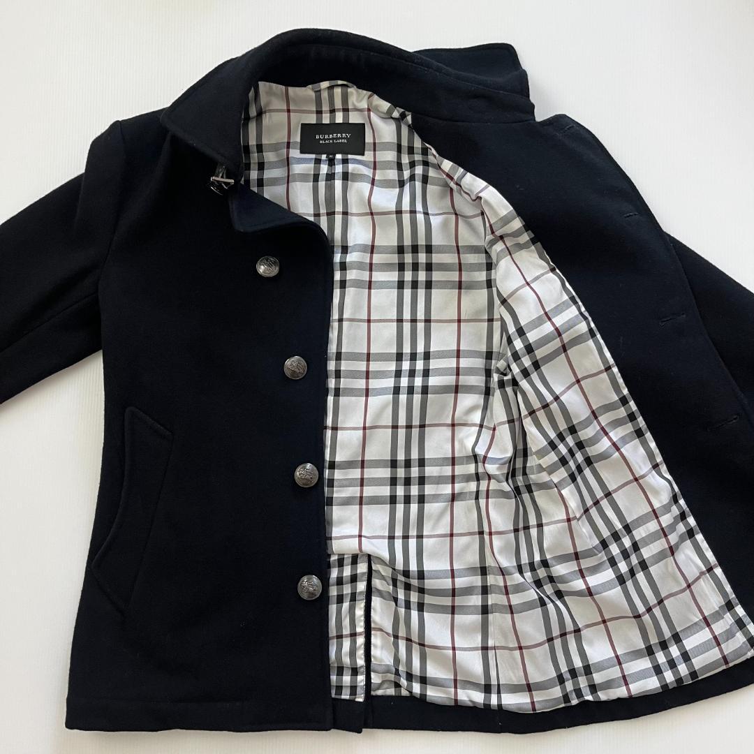 バーバリーブラックレーベル/Pコート/銀ボタン/裏地ノバチェック