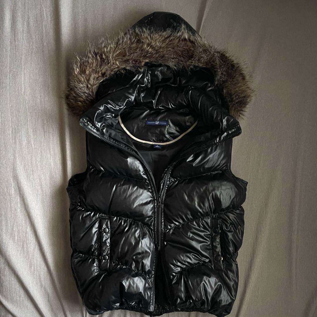 00s 平成ギャル ファー ダウン ベスト 光沢 お兄系 グランジ y2k