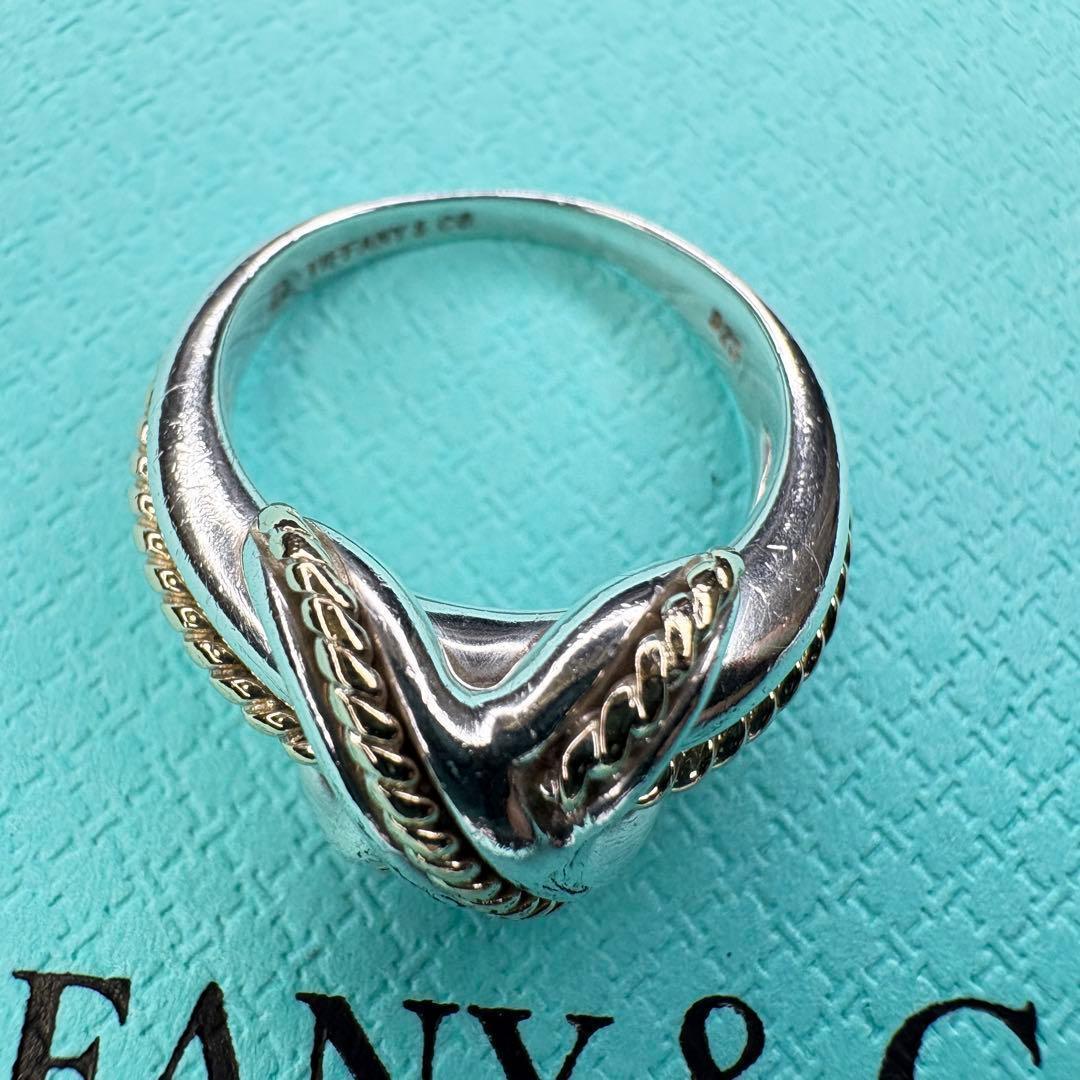 美品】約11号 ティファニー シグネチャークロス Au750 SV925コンビ