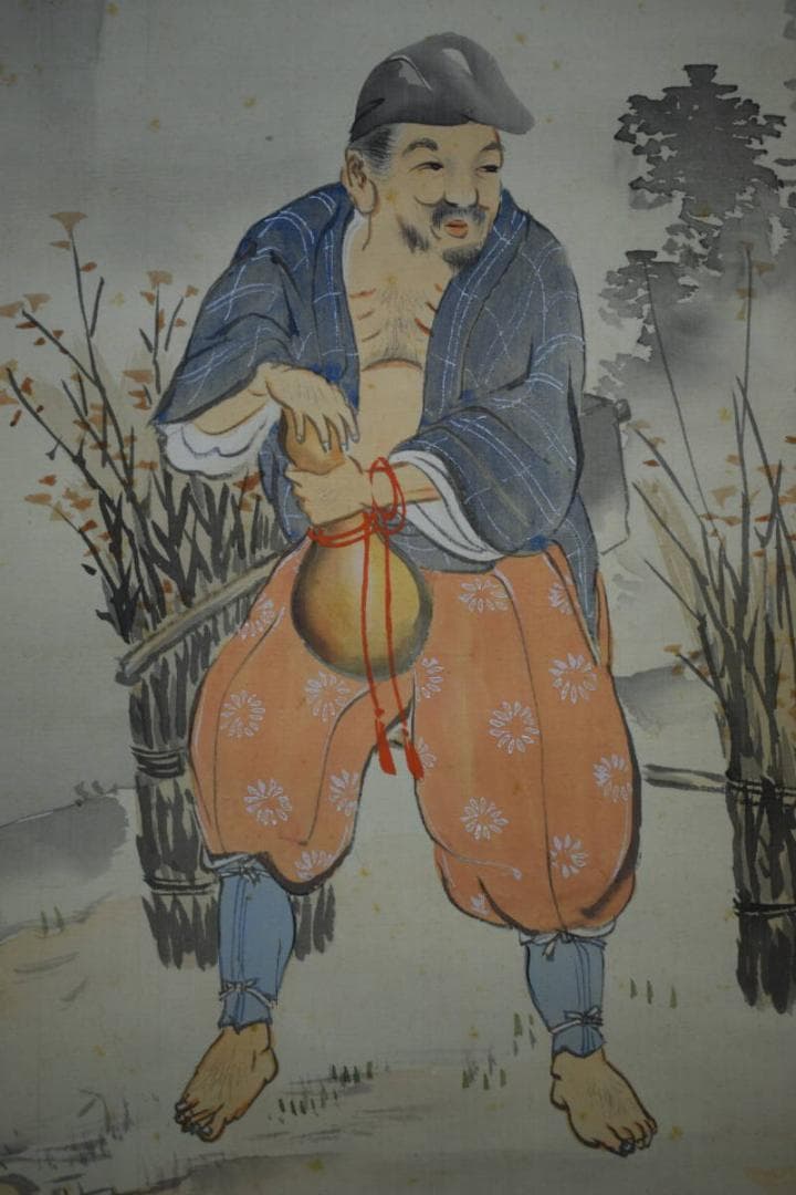 真作/天波/養老の滝/御製/布袋屋掛軸HF-718