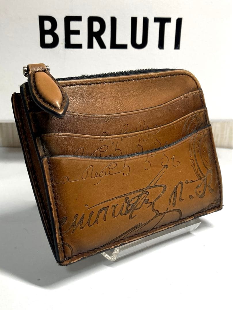 美品　ベルルッティ　スクリット　カリグラフィ　レザー　ケース　カードケース ベルルッティ Berluti カリグラフィ カードケース N235725 ブラック