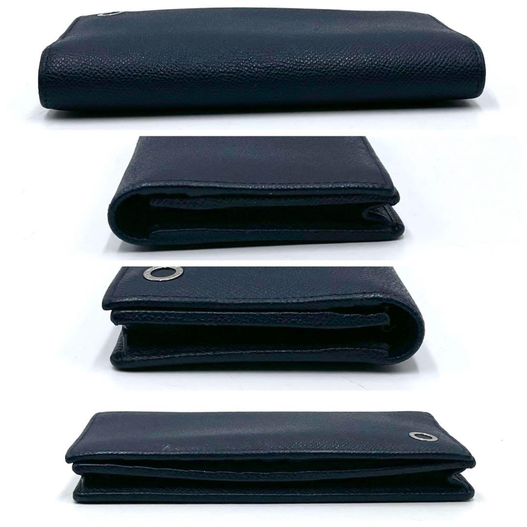 極美品○ ブルガリ 長財布 二つ折り ビーゼロワン ロゴ 金具 ネイビー