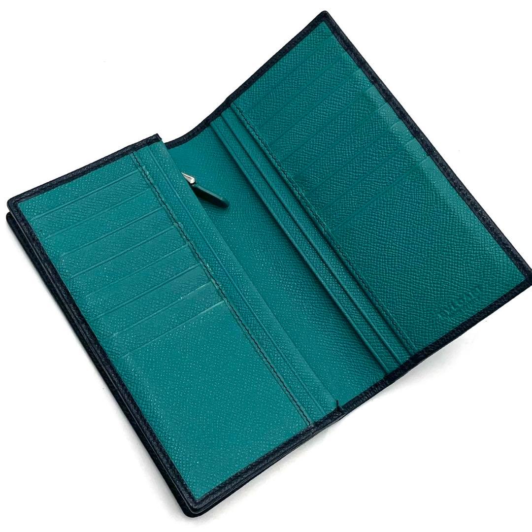 極美品○ ブルガリ 長財布 二つ折り ビーゼロワン ロゴ 金具 ネイビー