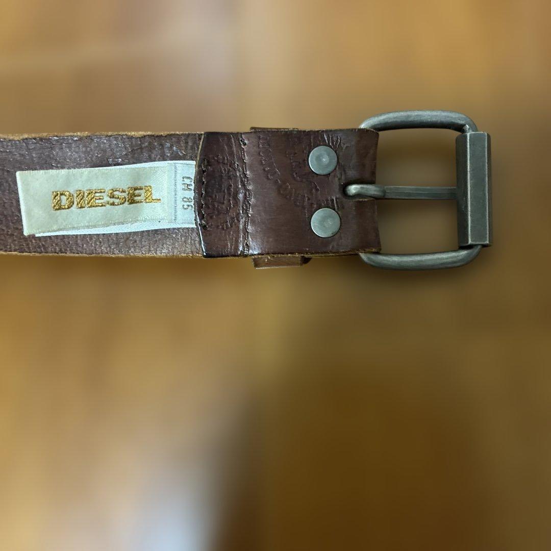 美品】DIESEL ブラウン レザーベルト 約4cm幅 - メルカリ