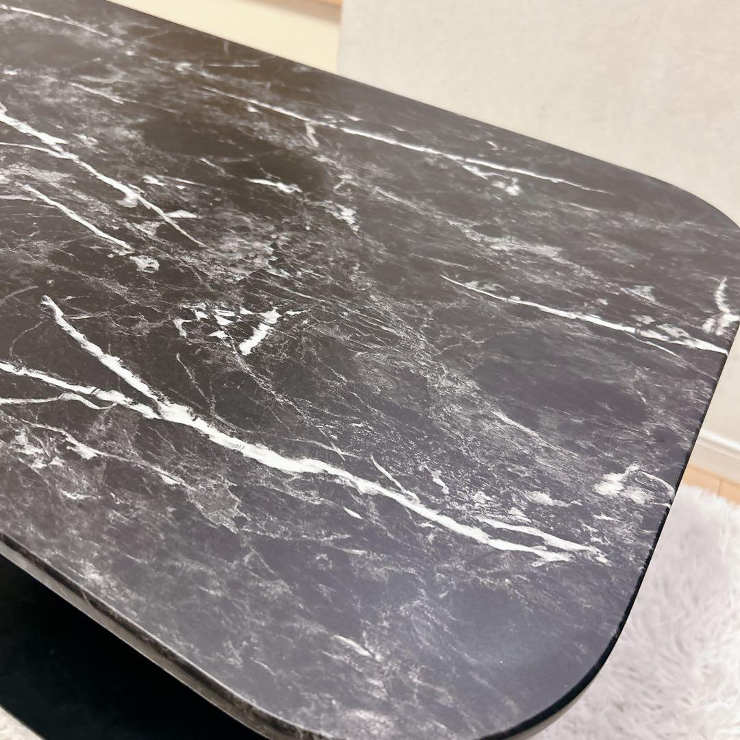 ペダル式 無段階昇降 テーブル 大理石調 高さ50.5～72.5cm