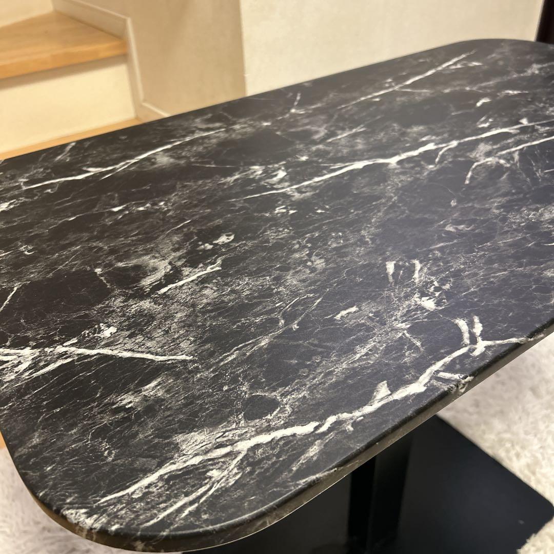 ペダル式 無段階昇降 テーブル 大理石調 高さ50.5～72.5cm