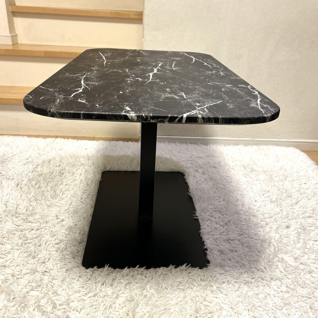 ペダル式 無段階昇降 テーブル 大理石調 高さ50.5～72.5cm