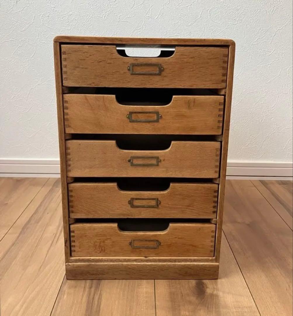 天然木5段引き出し収納　小抽斗　小引き出し　アンティーク レトロ 卓上 小引き出し 抽斗 5杯 収納 小物入れ レターケース 仕切り