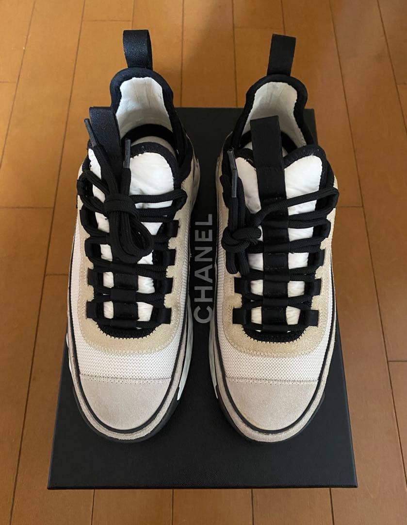 chanel CCメタルロゴ 厚底スニーカー グレー 36 23.0cm 国内