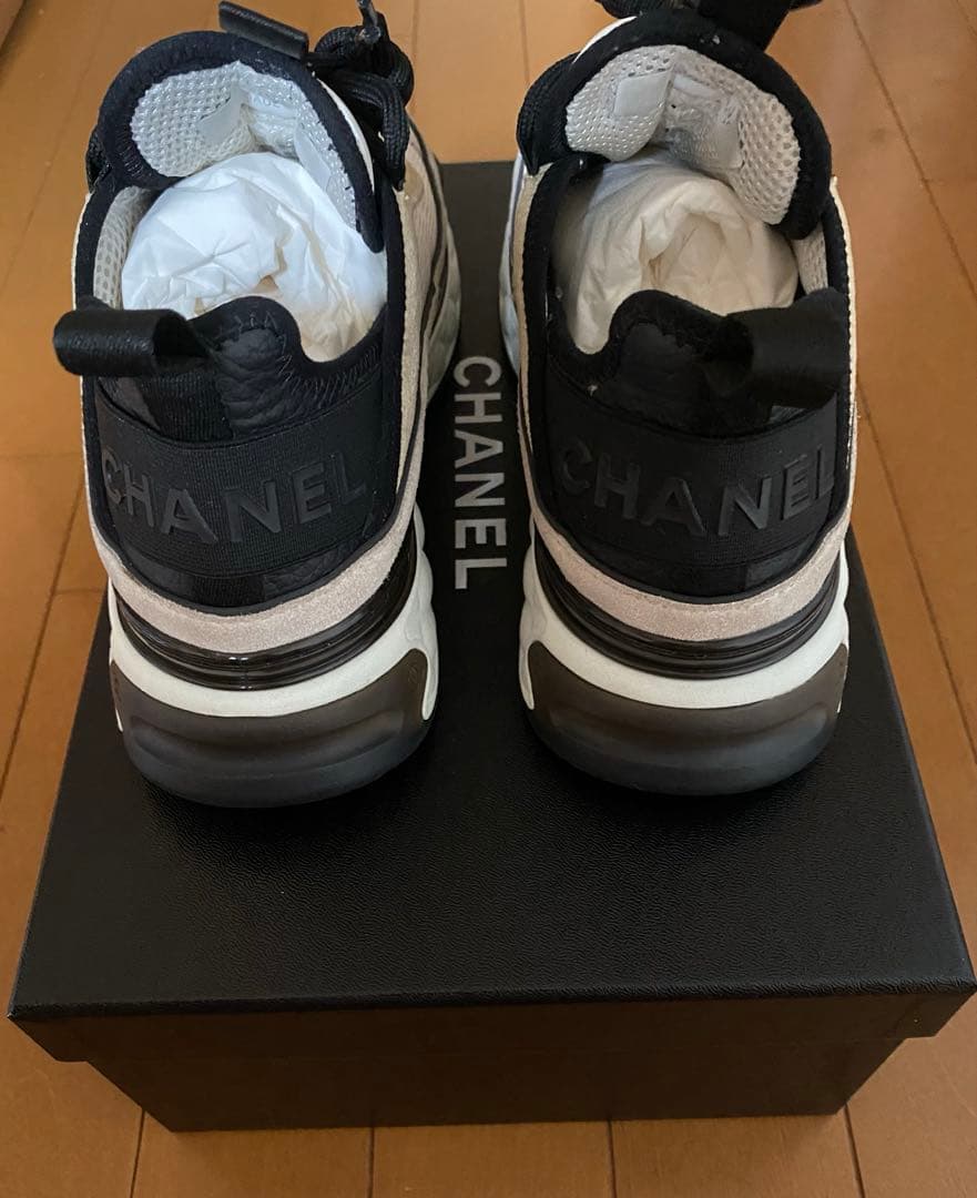 chanel CCメタルロゴ 厚底スニーカー グレー 36 23.0cm 国内