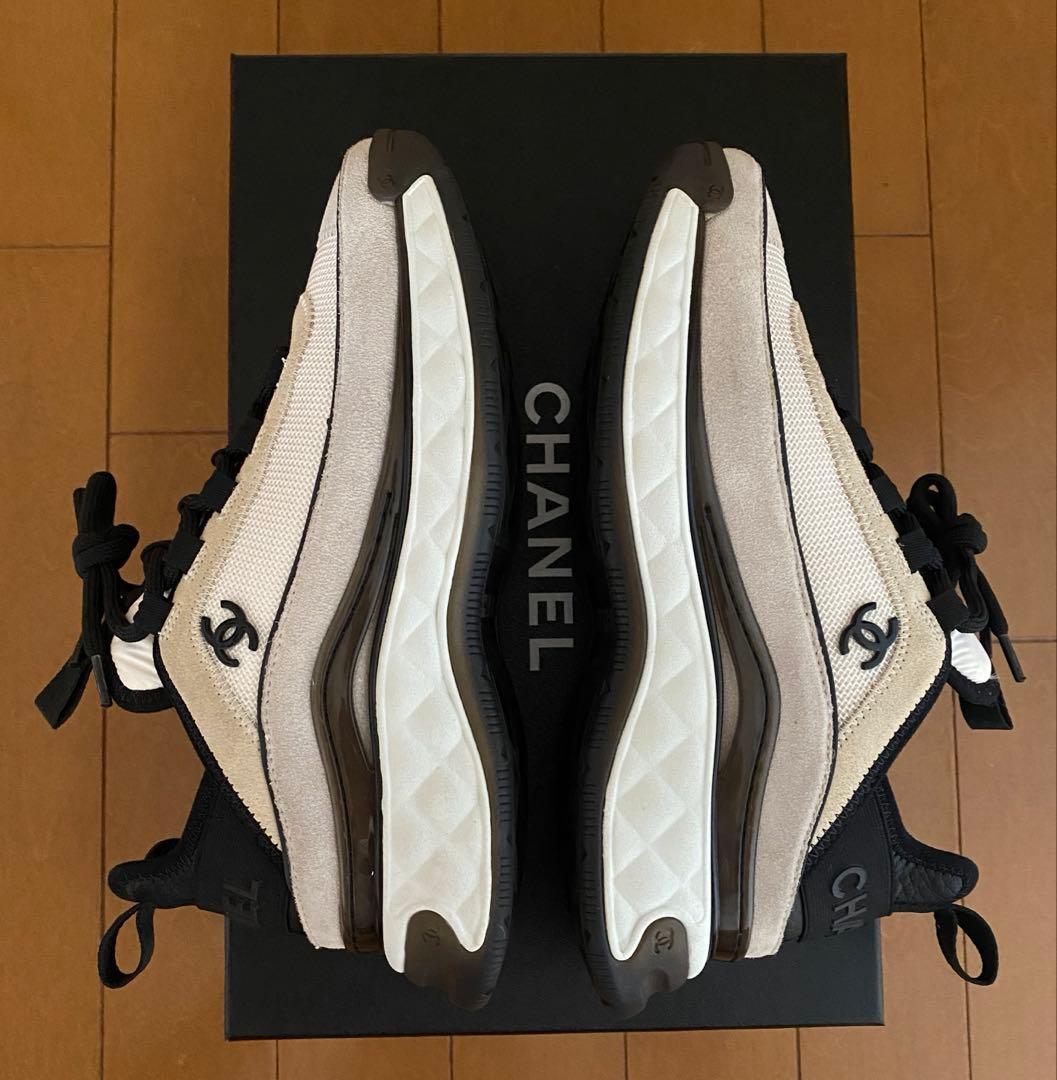 chanel CCメタルロゴ 厚底スニーカー グレー 36 23.0cm 国内