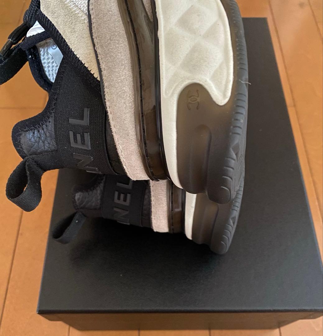 chanel CCメタルロゴ 厚底スニーカー グレー 36 23.0cm 国内