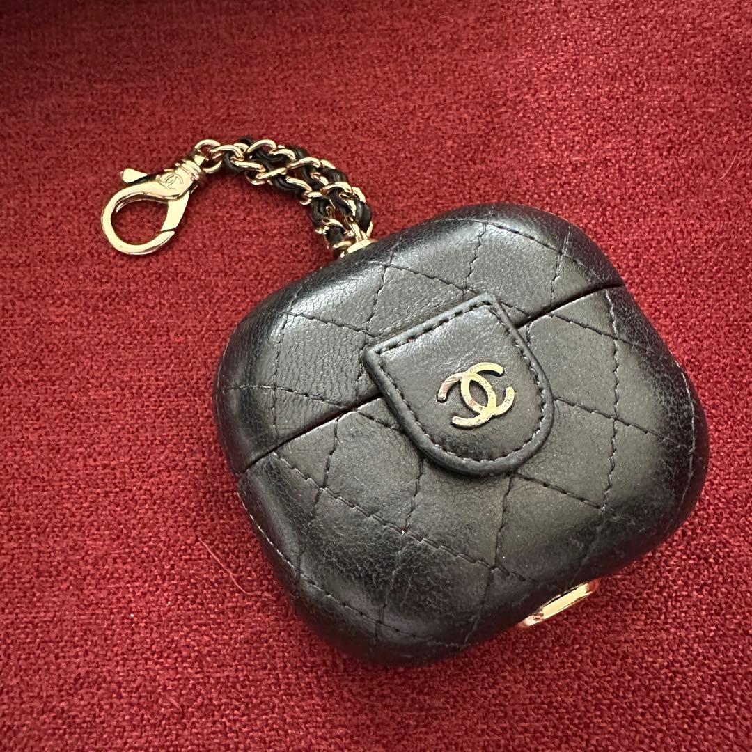 シャネル AirPods ケース ココマーク マトラッセ ギャランティカード 黒