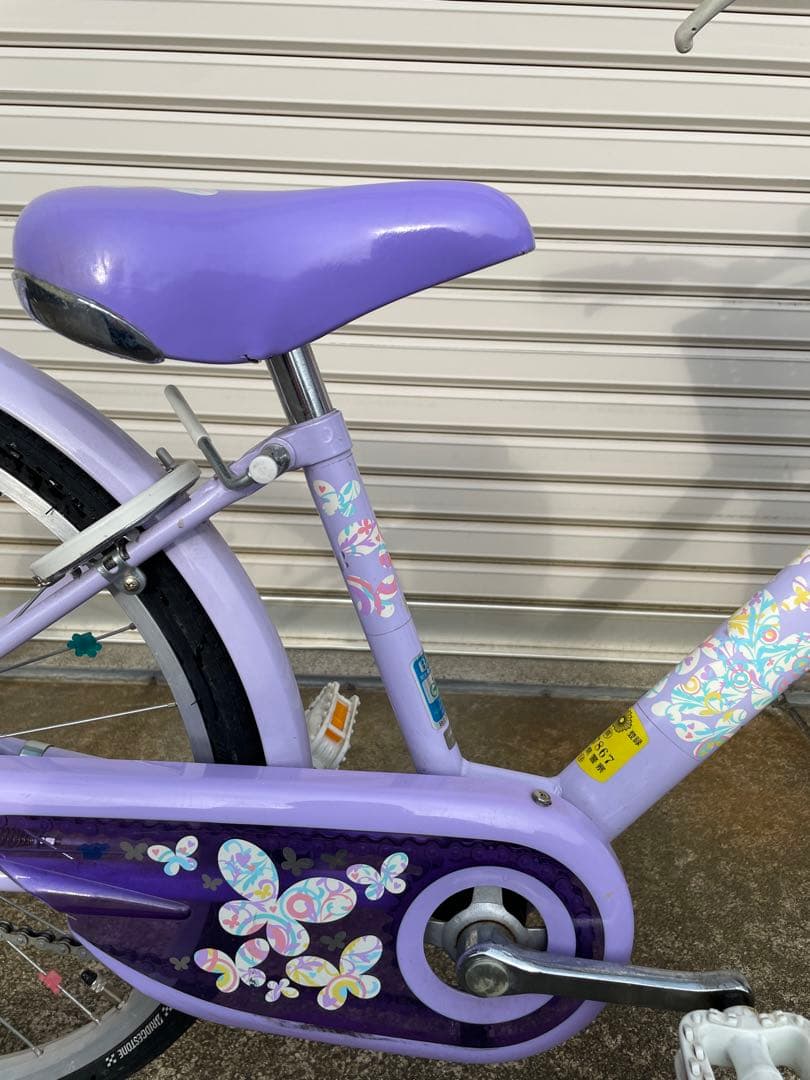 ブリヂストン エコパル22インチ 自転車 パープル 花柄 バスケット付き