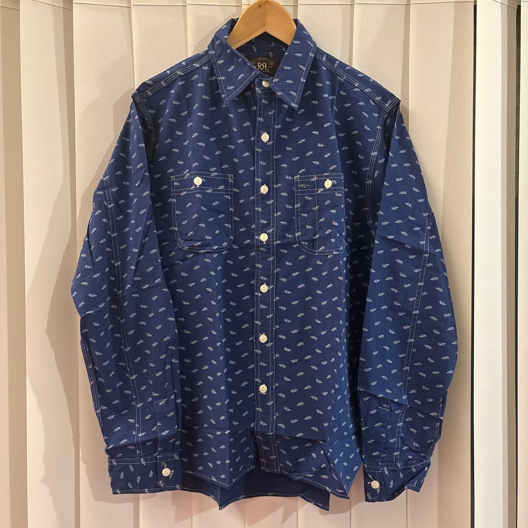 RRL indigo Logo work shirts Mサイズ RRL Indigo Jacquard Work Shirt RRL