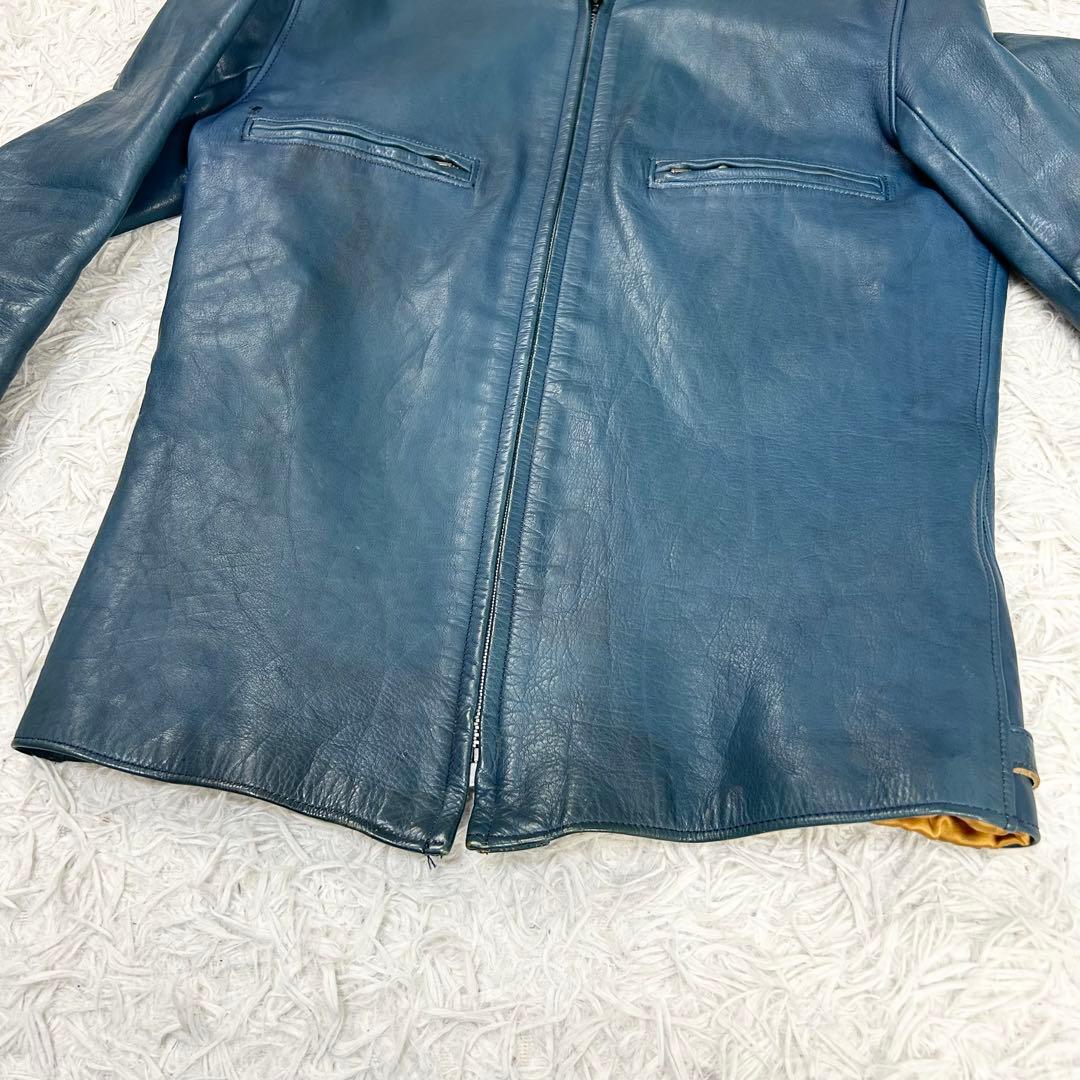 アディクトクローズ シングル ライダース 牛革 カウレザー ターコイズ