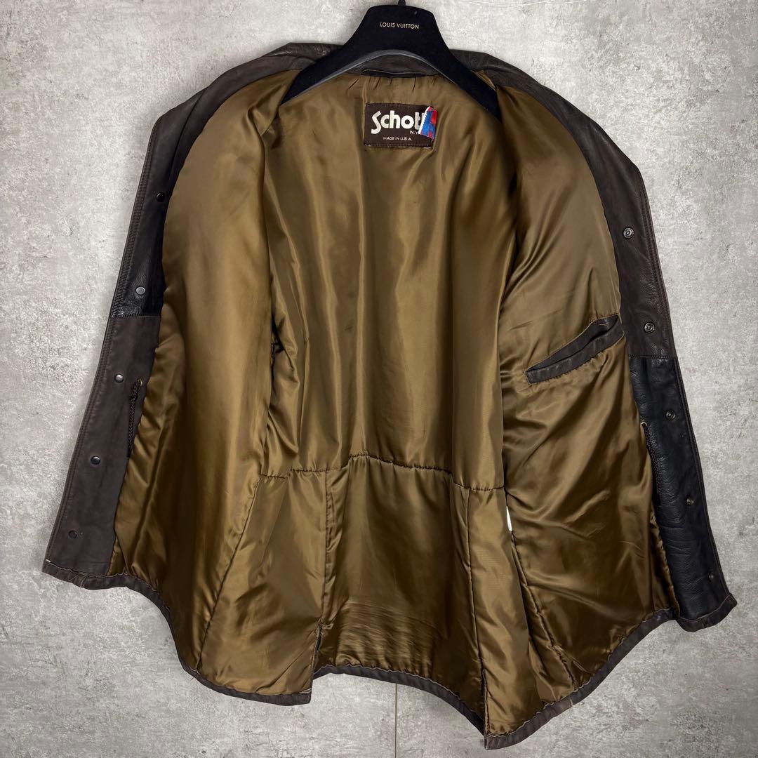 ショット Schott カーコート 42 ブラウン レザー 茶タグ USA製 - メルカリ