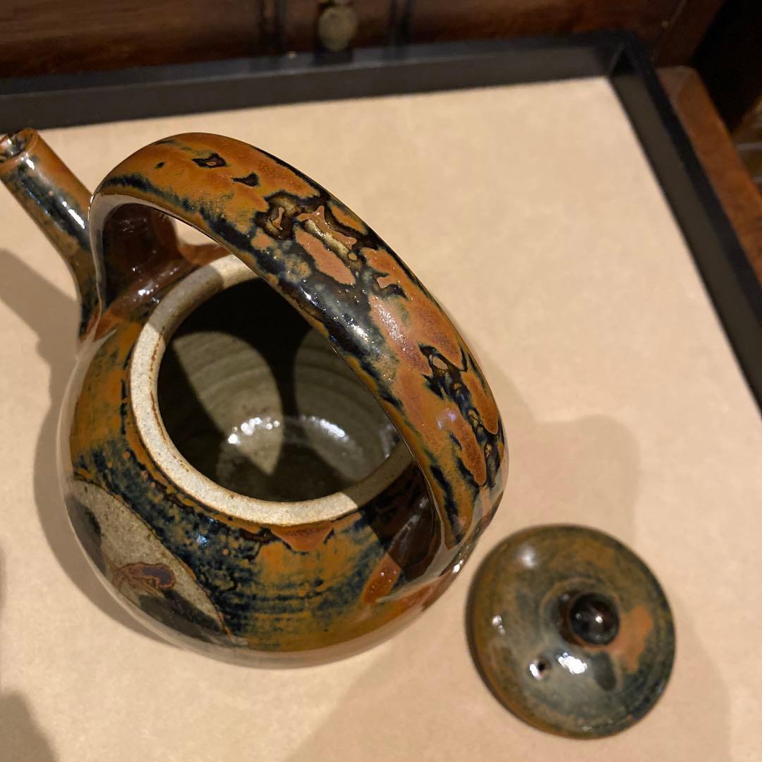 益子焼 土瓶 湯呑 民芸 民藝 作家物 骨董 急須 茶道具 陶芸 陶器 柿釉