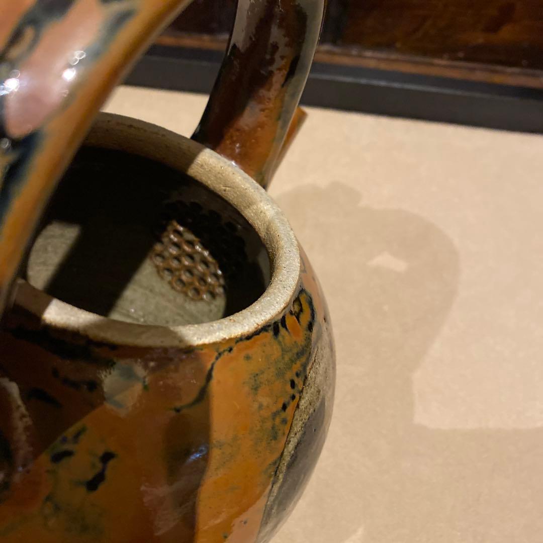 益子焼 土瓶 湯呑 民芸 民藝 作家物 骨董 急須 茶道具 陶芸 陶器 柿釉