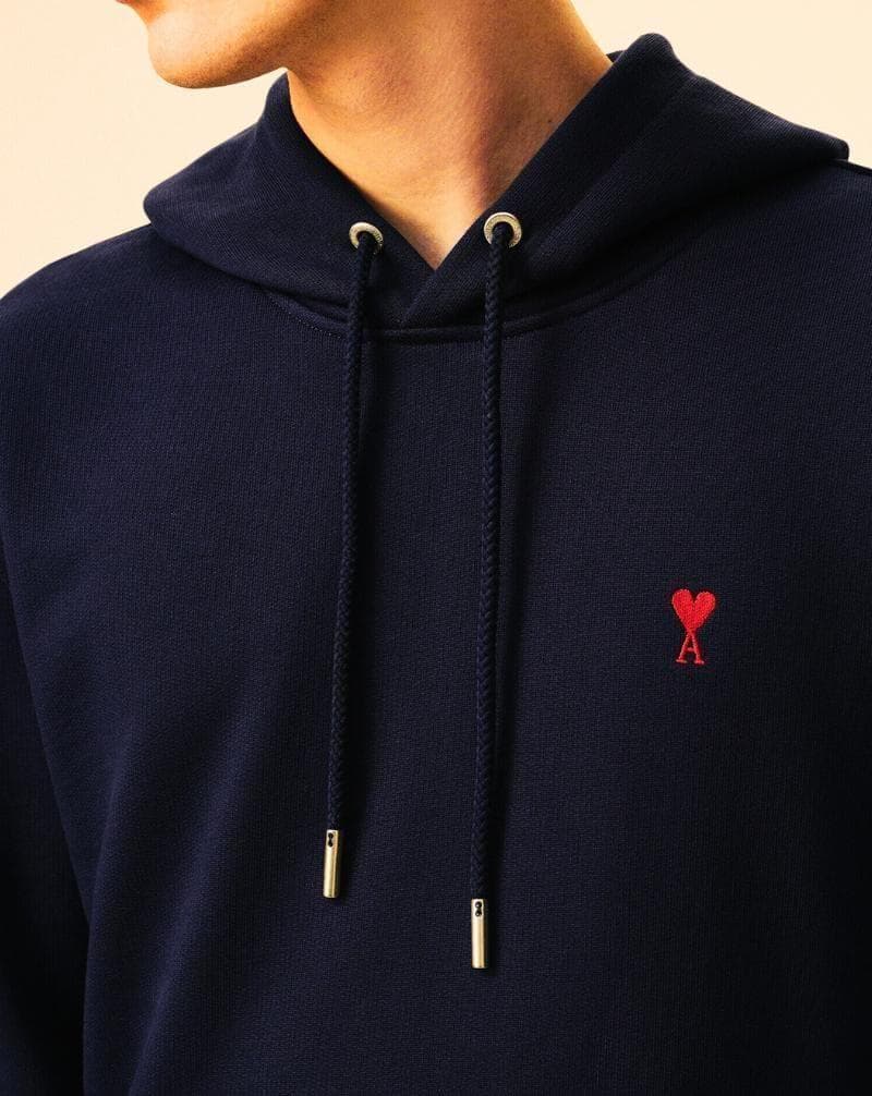 新品 AMI Paris】パーカー ネイビー L 男女兼用 正規品 赤刺繍ロゴ