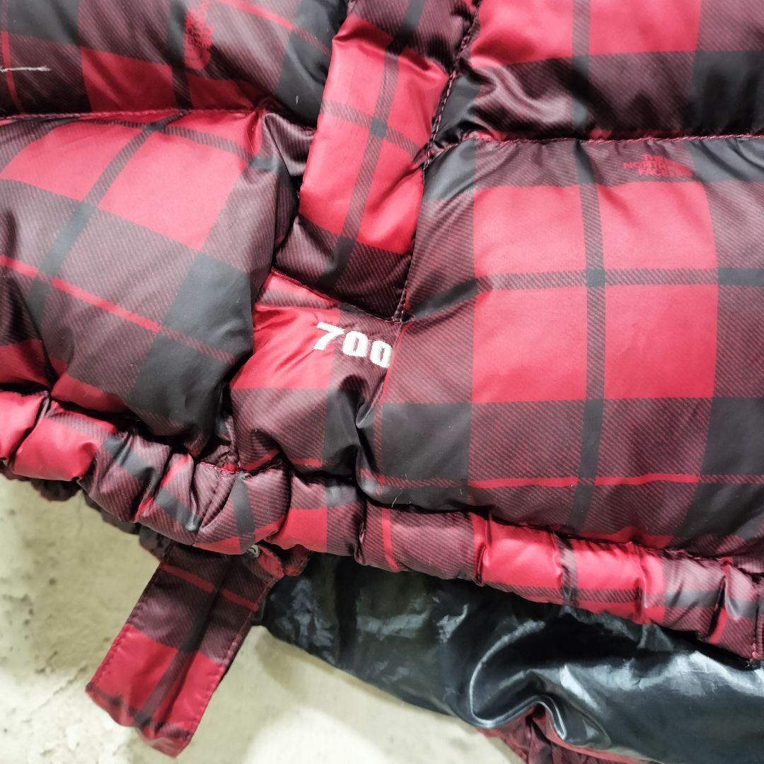 ☆希少 ノースフェイス 刺繍 ダウン ポンチョ チェック柄 700