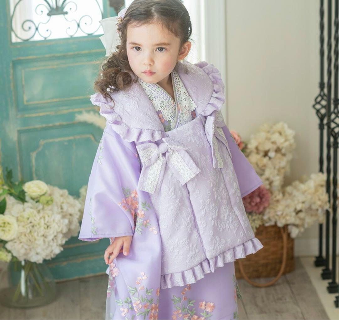 七五三 3歳 女の子 着物ワンピ+被布セット+靴 ライラック - メルカリ