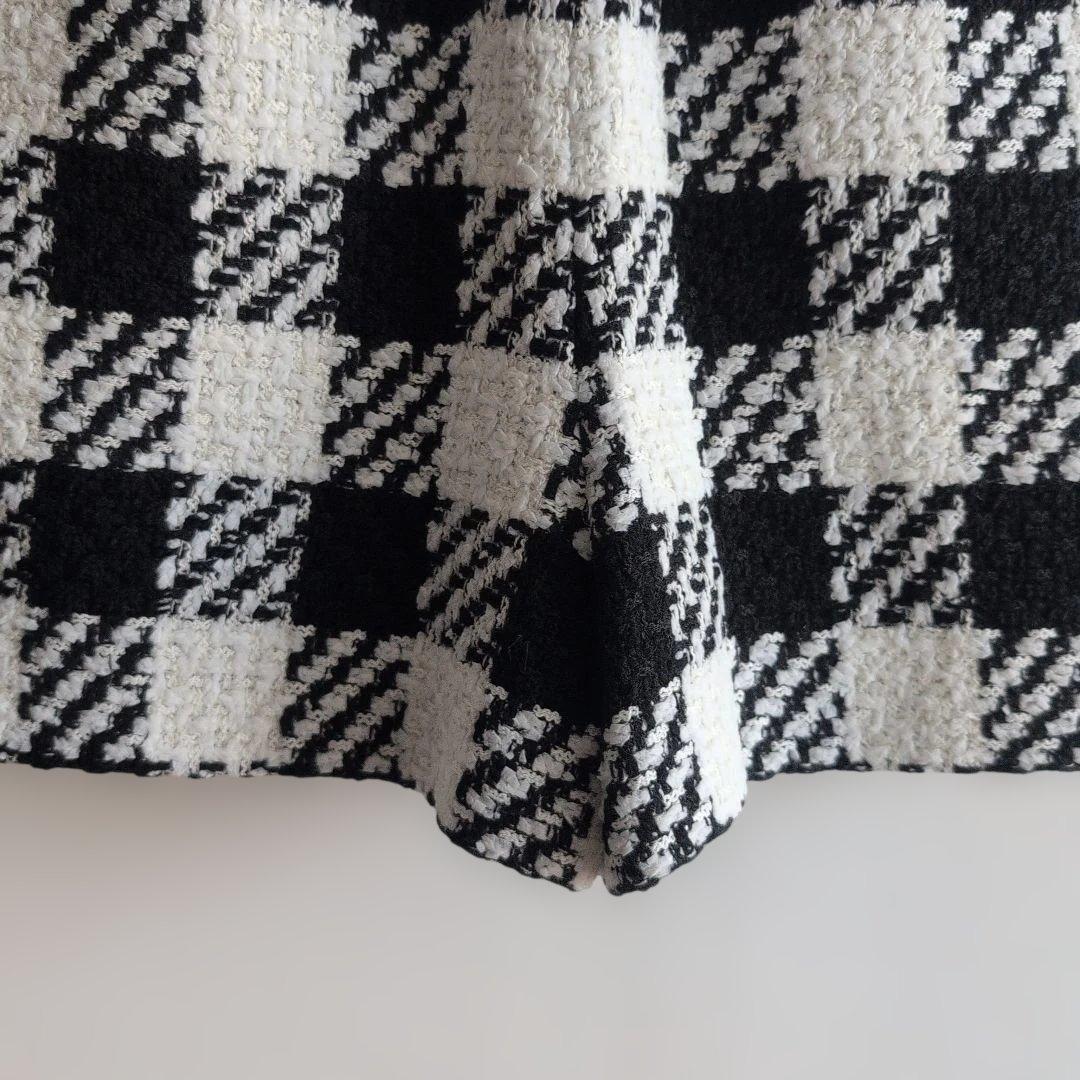 Sheller シェリエ レザーパイピングキュロット チェック ツイード