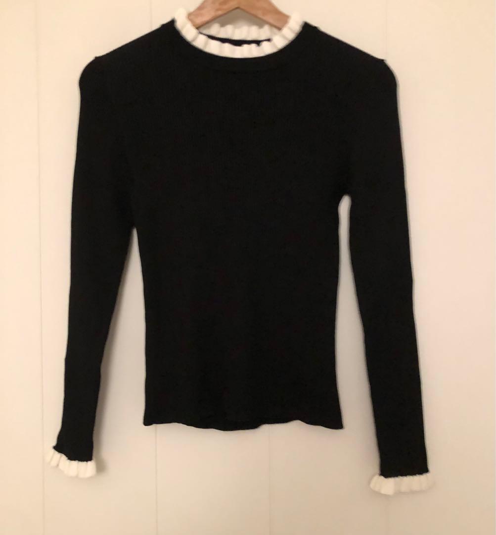 エムプルミエ m-i-d バイカラーフリルリブニットプルオーバー - メルカリ