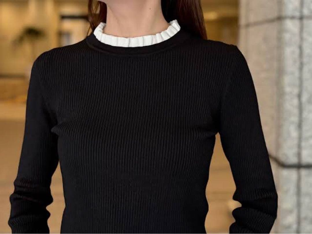 エムプルミエ m-i-d バイカラーフリルリブニットプルオーバー - メルカリ