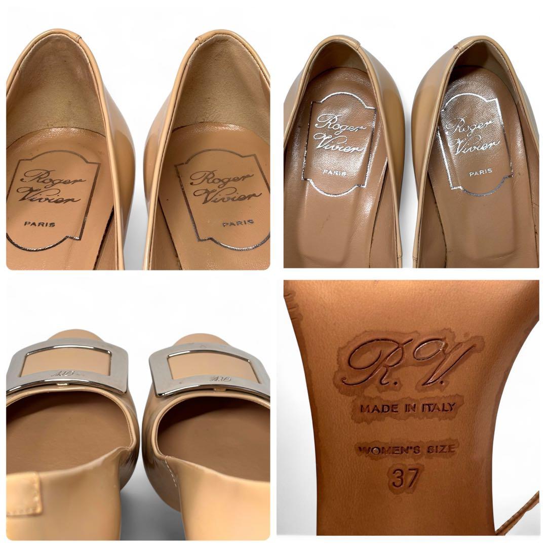 ロジェヴィヴィエ 37 24 エナメル パンプス バックル ベージュ - メルカリ