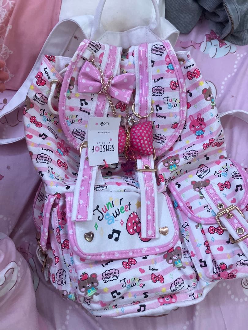 平成女児 ギャル 姫ギャル リボンチャーム付きピンク リュック - メルカリ