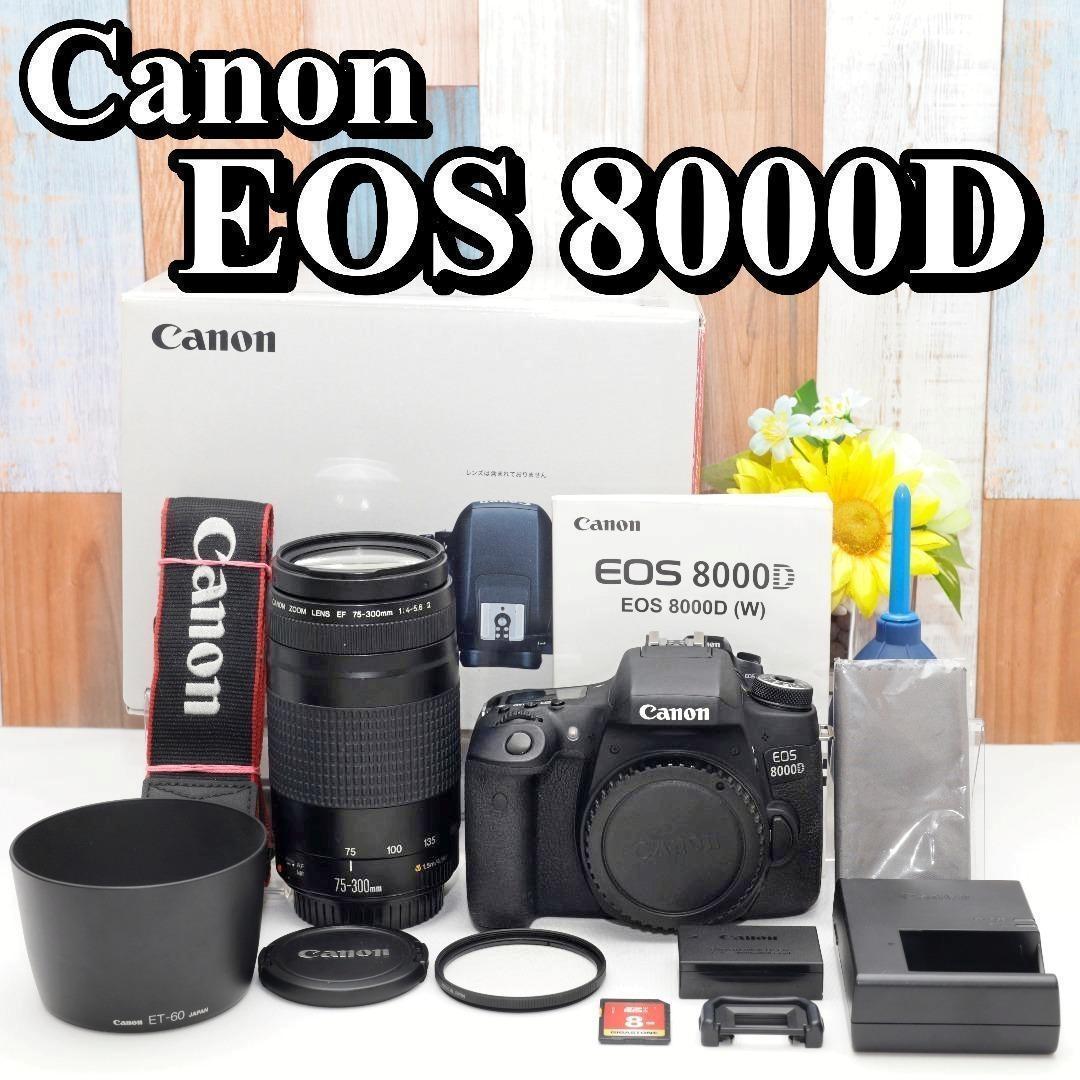Wi-Fi搭載＆画面反転✨Canon EOS 8000D✨超望遠レンズ✨元箱付き EOS 8000D キヤノン Canon 超望遠トリプルレンズセット SDカード(16GB