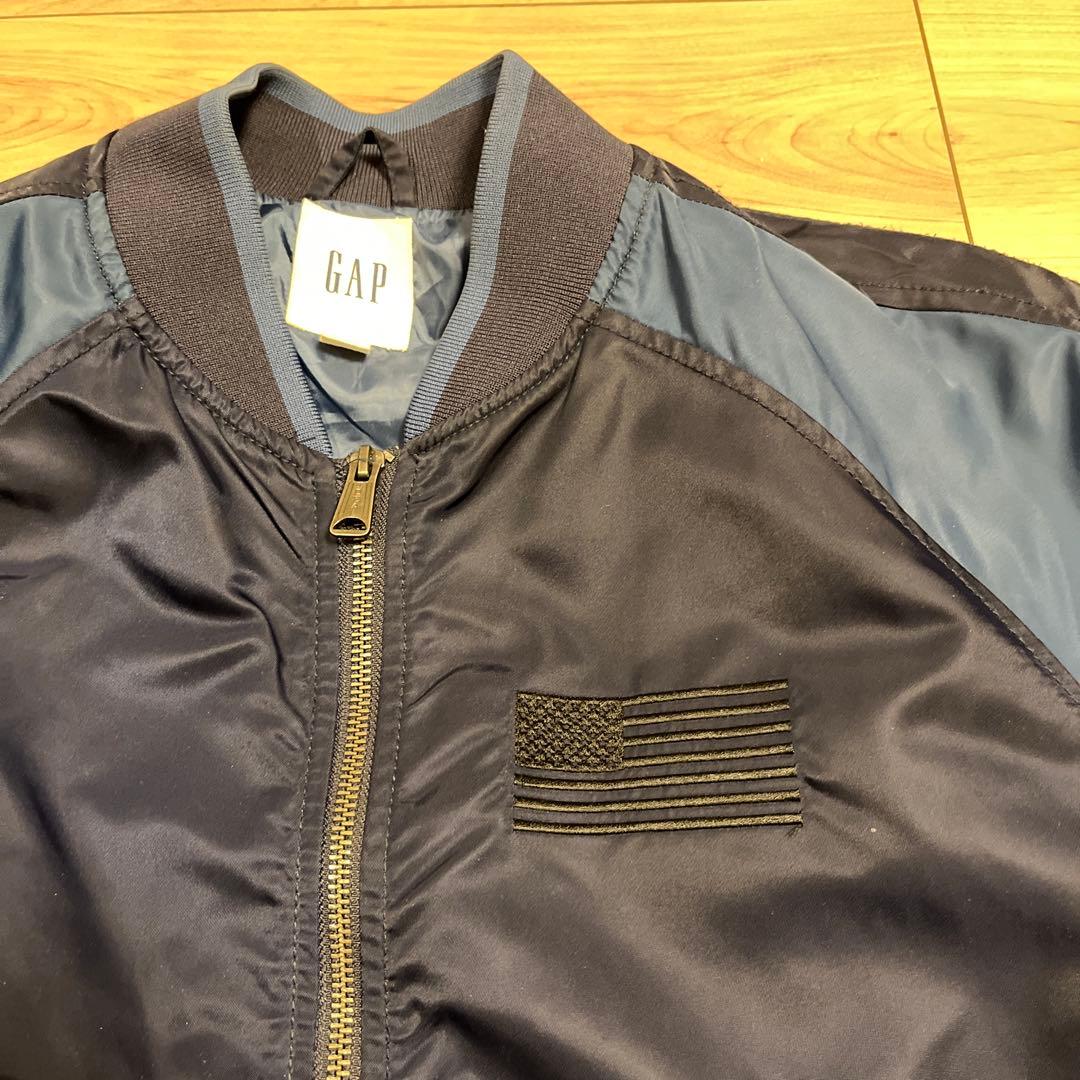 GAP スカジャン ブルゾン フライトジャケット 刺繍 ネイビー ブルー