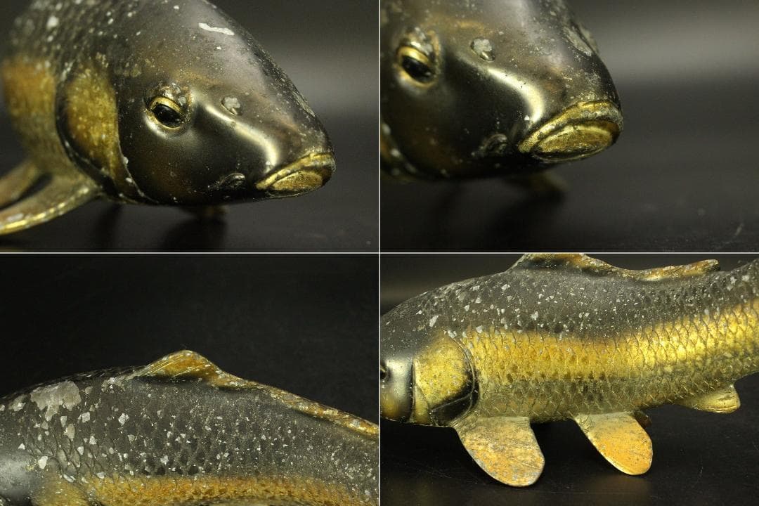 古い 鯉の置物 双魚 錦鯉(ZE457) - メルカリ