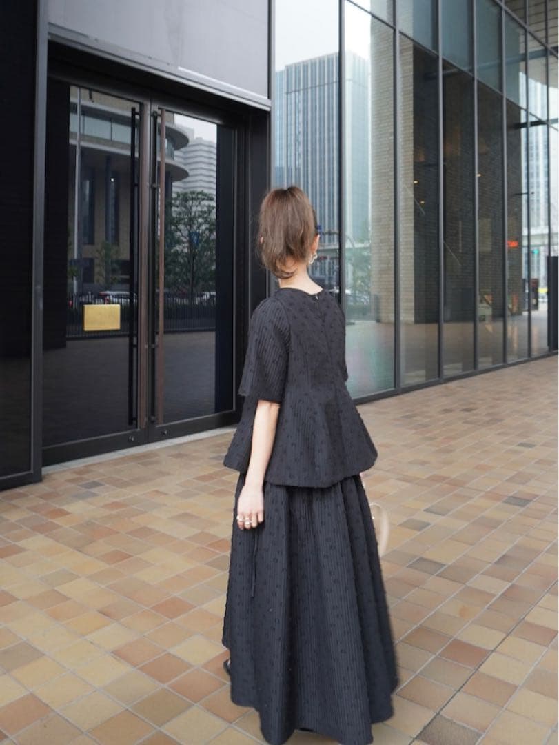 HYEON ヘヨン tsubutsubu blouse black×black