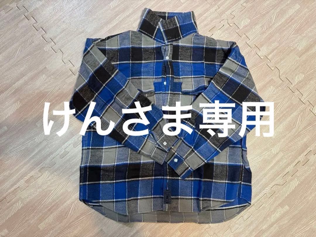 新品未使用】TENDERLOIN ハイネック チェック シャツ ブルー 青 L