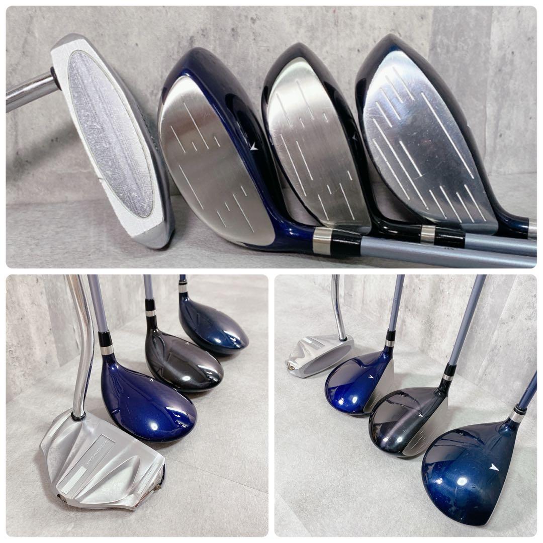 V832 朝日ゴルフ 他 ゴルフクラブ レディース セット 青 キャディバッグ