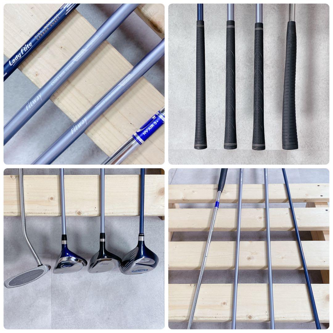 V832 朝日ゴルフ 他 ゴルフクラブ レディース セット 青 キャディバッグ