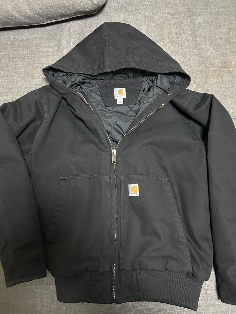 値下げ可　Carhartt フード付きジャケット Lサイズ ブラック Carhartt（カーハート） CARHARTT QUILTED FLANNEL LINE DUCK ACTIVE