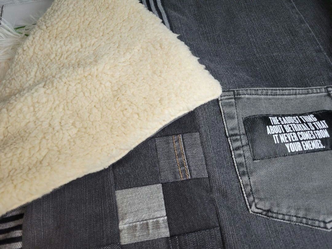 デニムリメイク] パッチワーク ブランケット Sサイズ №12 [1点限り