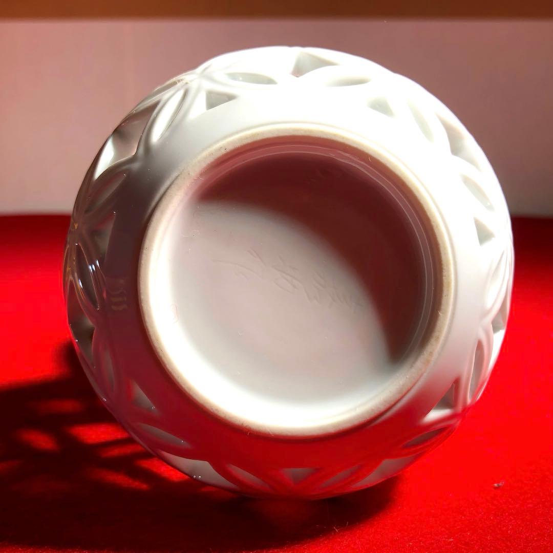 茶道具】13代平石嘉助作 平戸白磁七宝透かし杓立