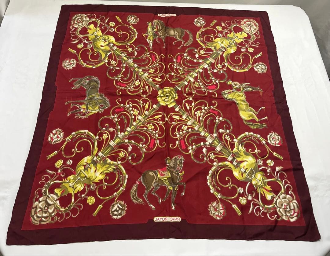 a0105-2エルメス HERMES パルク ロイヤル カレ90 スカーフ 赤 1903900873