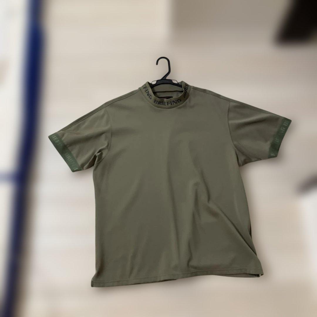 BRIEFING クルーネックシャツ Lサイズ オリーブ ブリーフィング ゴルフウェア 半袖シャツ 春 夏 CE MS LOGO RIB MOCK
