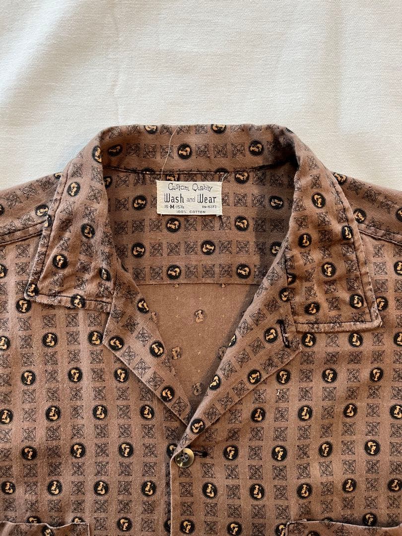 激レア】60s コットン 総柄 シャツ ロカビリー セント柄 ヴィンテージ